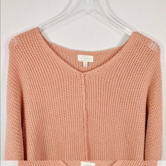 Lucky Brand Chunky V-Neck Sweater in pink - Picture 2 of 4